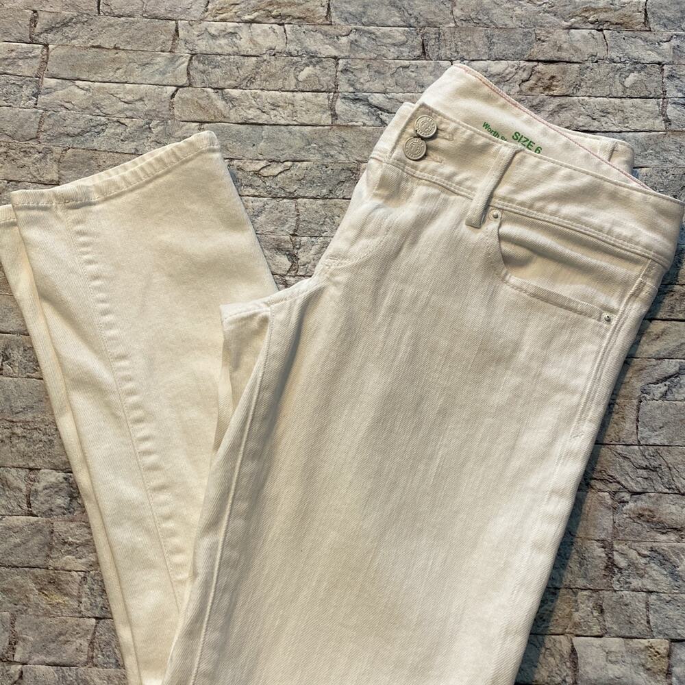 Sz 6 Lilly Pulitzer white straight crop jeans - Picture 11 of 12